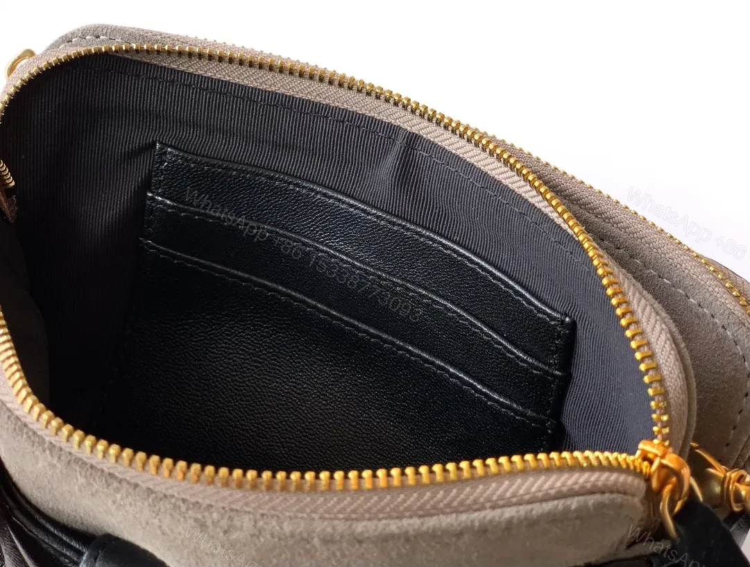 View 7 of Quilted Leather Shoulder Bag: Gold Emblem, Two-Tone