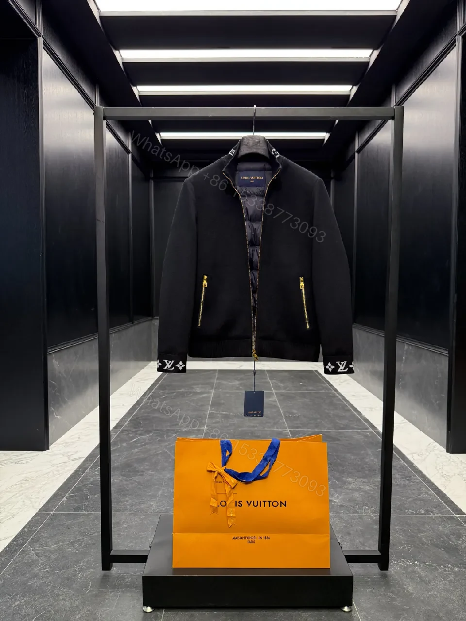 View 8 of Black Cotton-Nylon Coach Jacket | Modern Luxe, Signature Details
