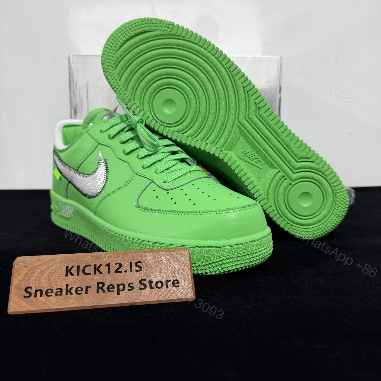 View 3 of Off-White x Nike Air Force 1 Low Green Replicas