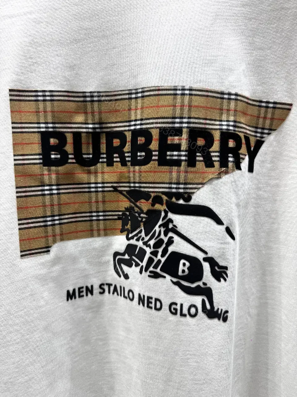 View 9 of Plaid Panel Logo Tee: Premium Cotton, Casual Luxe