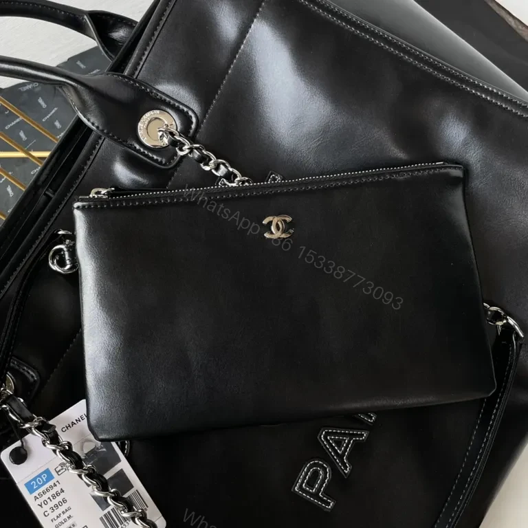 View 2 of Chic Parisian-Style Tote: Faux Leather, Chain-Strap Luxe Tote
