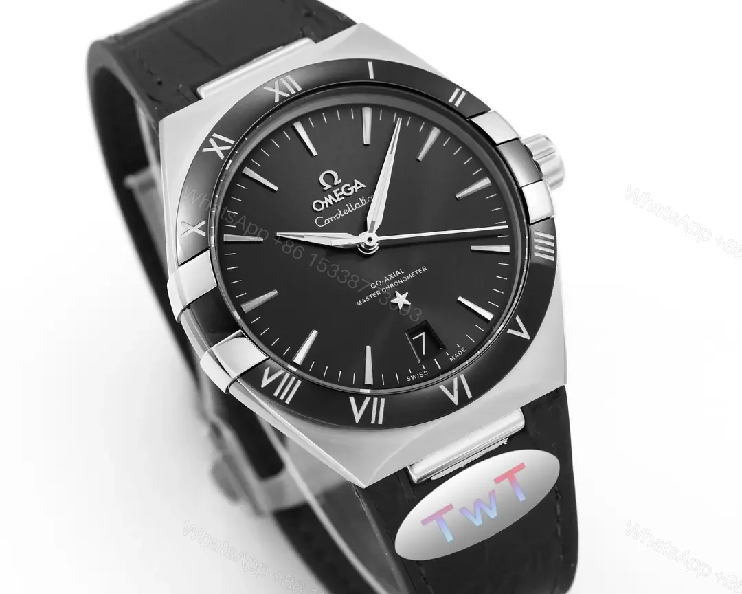 View 3 of Omega Constellation Meteorite Series 5th Generation 41MM Black Dial Watch with Black Leather Strap