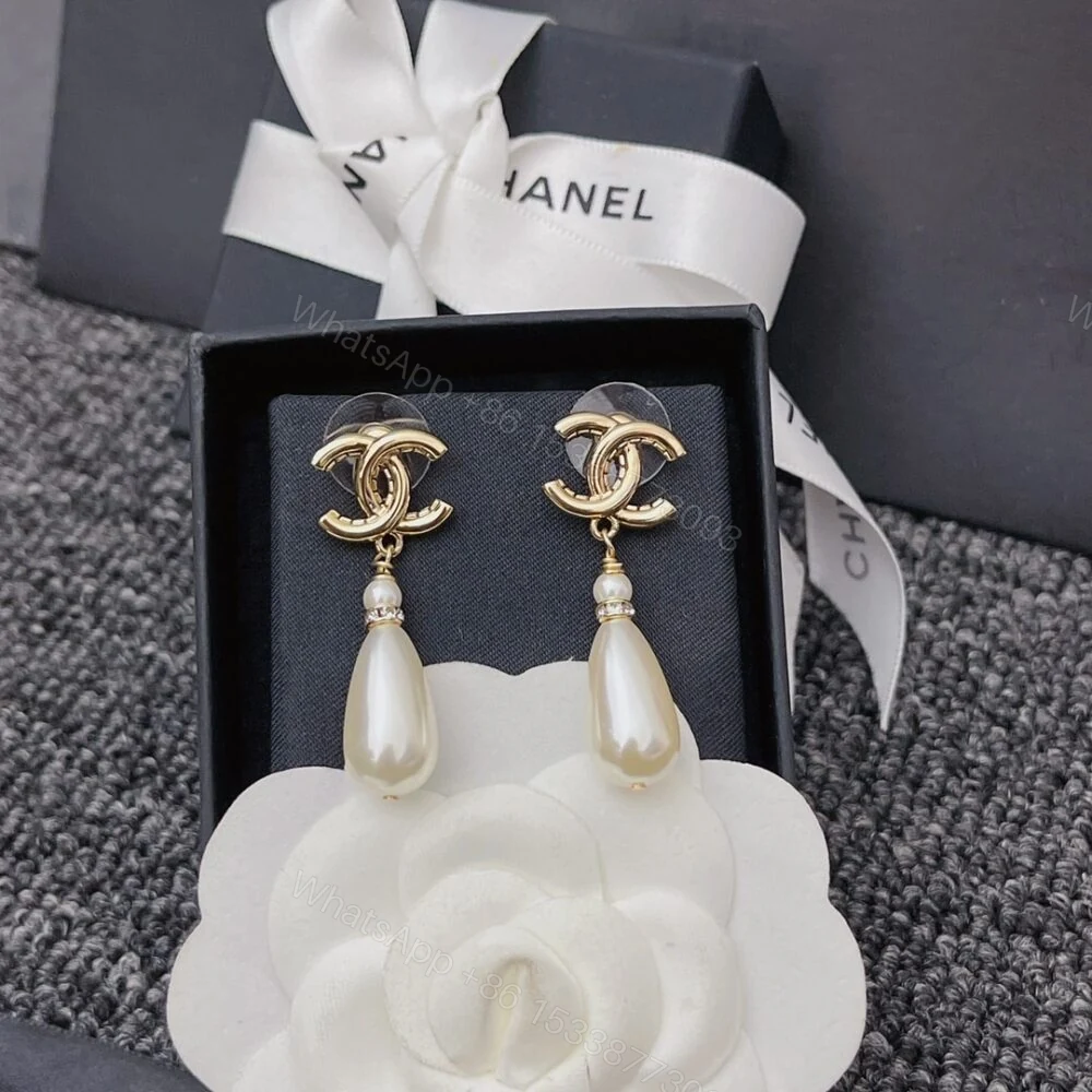 View 2 of Chanel CC Pearl Drop Earrings A98327
