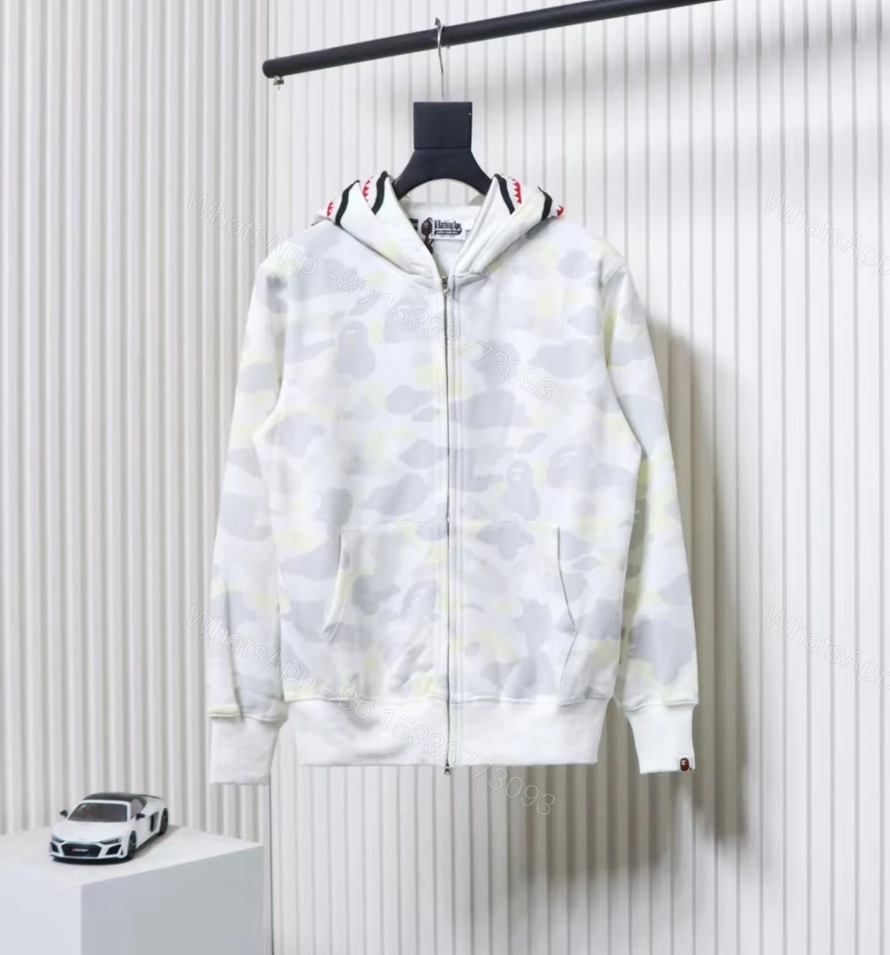 BAPE Camouflage Double Hat Hoodie White — view 1