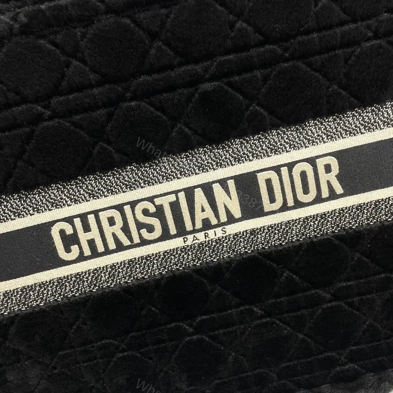 View 9 of Statement Black BouclÃ© Fur Tote with Dior Band Bag