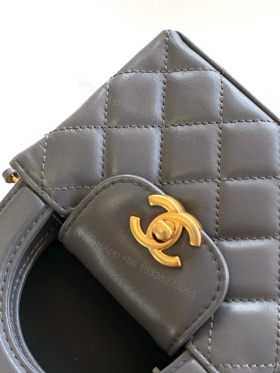 View 3 of Quilted Calfskin Mini Flap Bag with Gold Hardware
