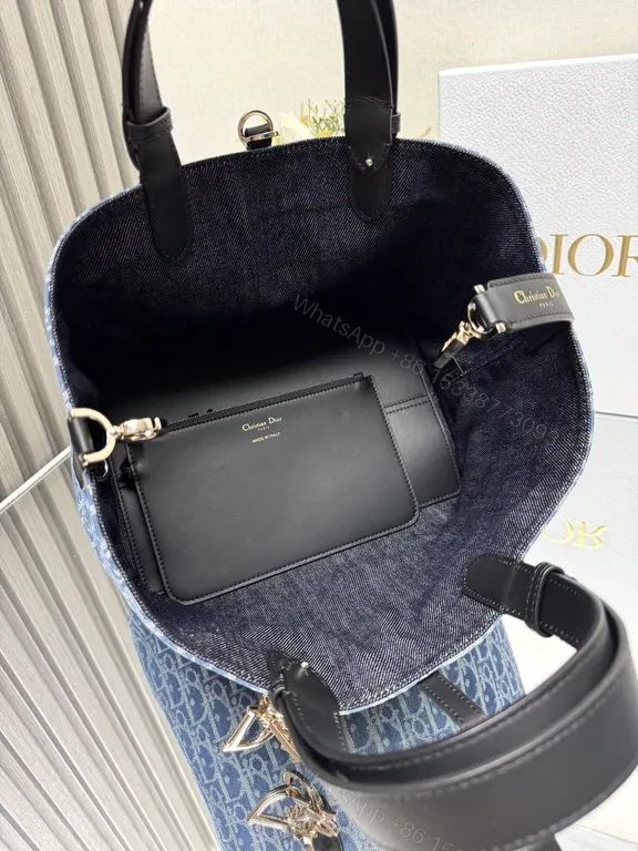 View 5 of Bold Denim Tote: Jacquard Texture, Designer-Inspired Tote