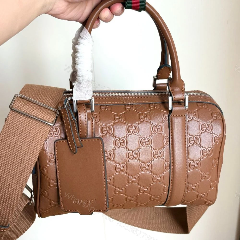 View 3 of Gucci GG Emblem Small Duffle Bag Brown 25Cm