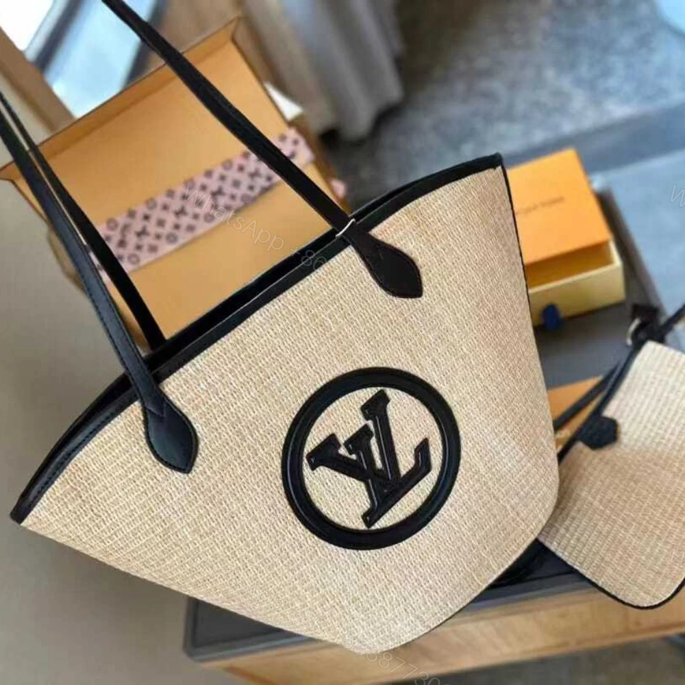 View 4 of Louis Vuitton Saint Jacques Raffia Tote Bag Beige 57Cm M59808