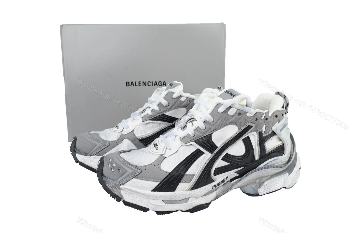 View 5 of Balenciaga Runner Sneaker 'Grey White Black' 772774 W3RNY 9012