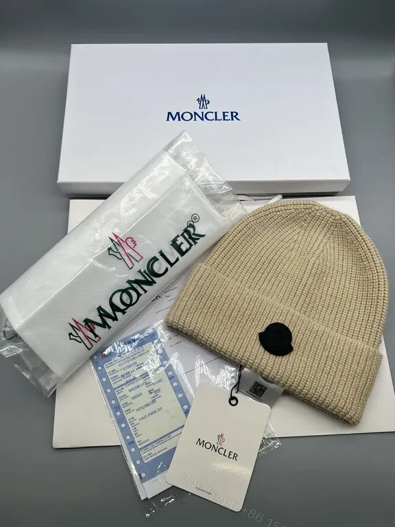 Beige Moncler Ribbed Beanie — Premium Warmth & Subtle Luxury — view 1