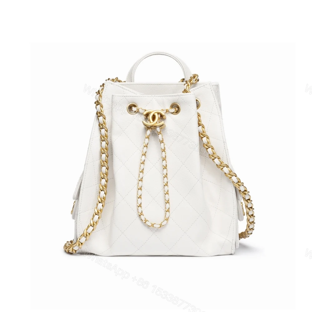 Chanel 25 Medium Size Backpack Grain Effect And Gold Metal White 23Cm As5600 B20304 10601 — view 1