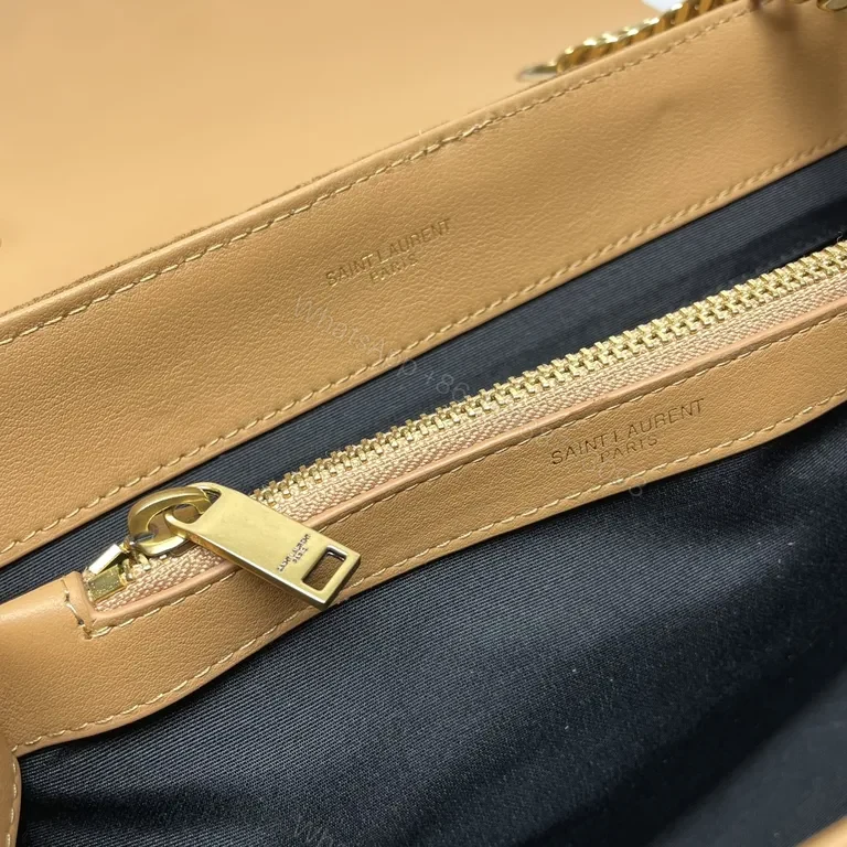 View 5 of Chic Camel Suede Quilted Shoulder Bag with Gold Hardware