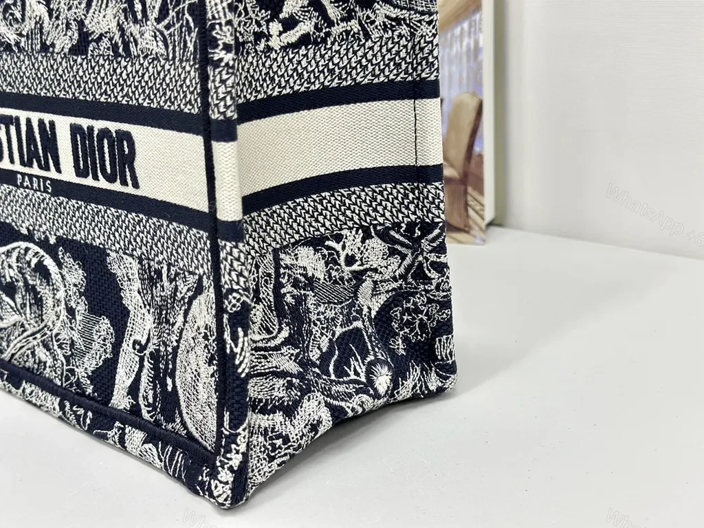 View 2 of Structured Patterned Tote â€“ Dior-Inspired Graphic, Everyday Luxury Tote
