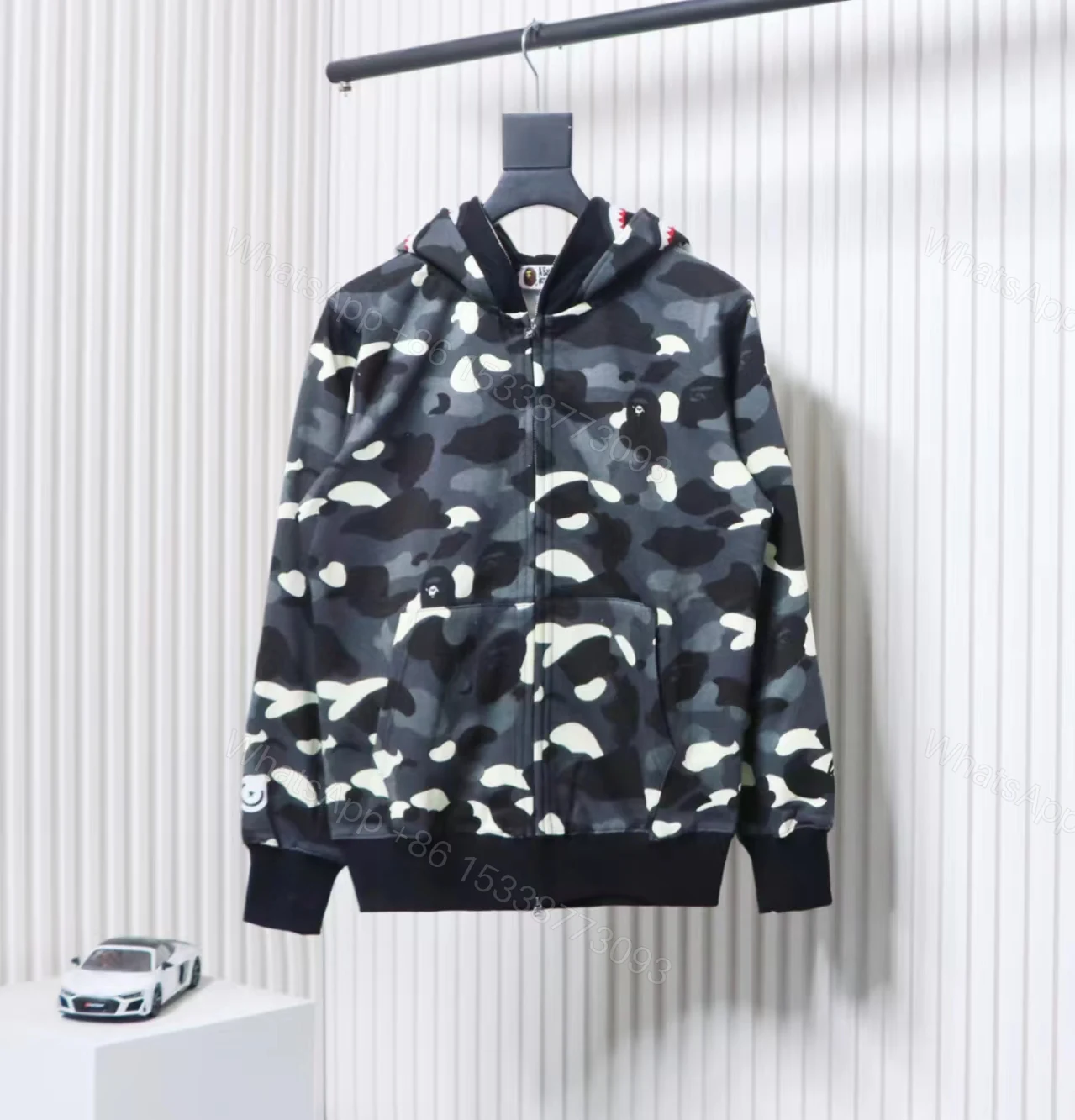 BAPE Camouflage Double Hat Hoodie Grey — view 1