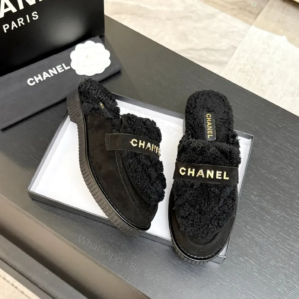 View 3 of Lux Plush Slide Moccasins - Premium Chanel-Inspired Twist