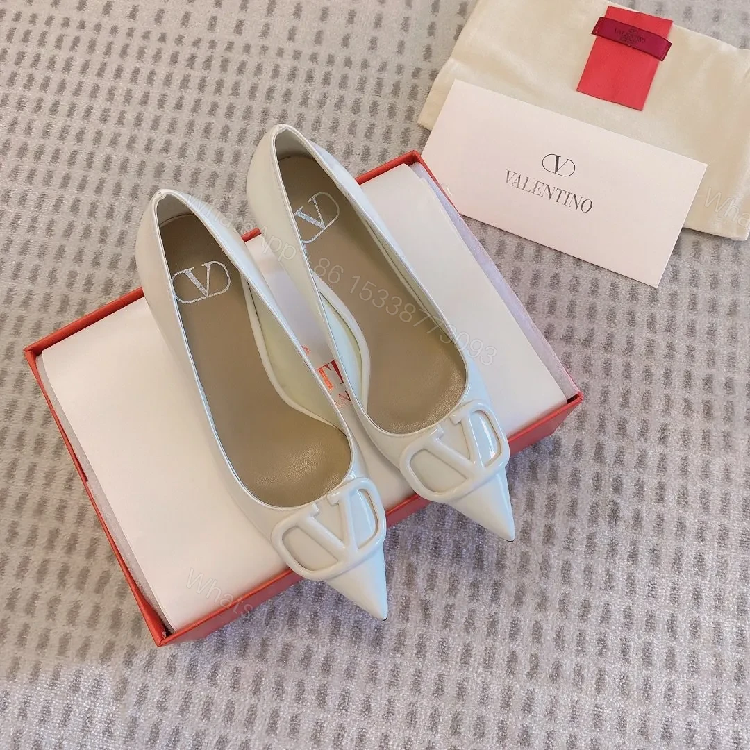 View 5 of Valentino Women White Patent Leather Pointed Flats