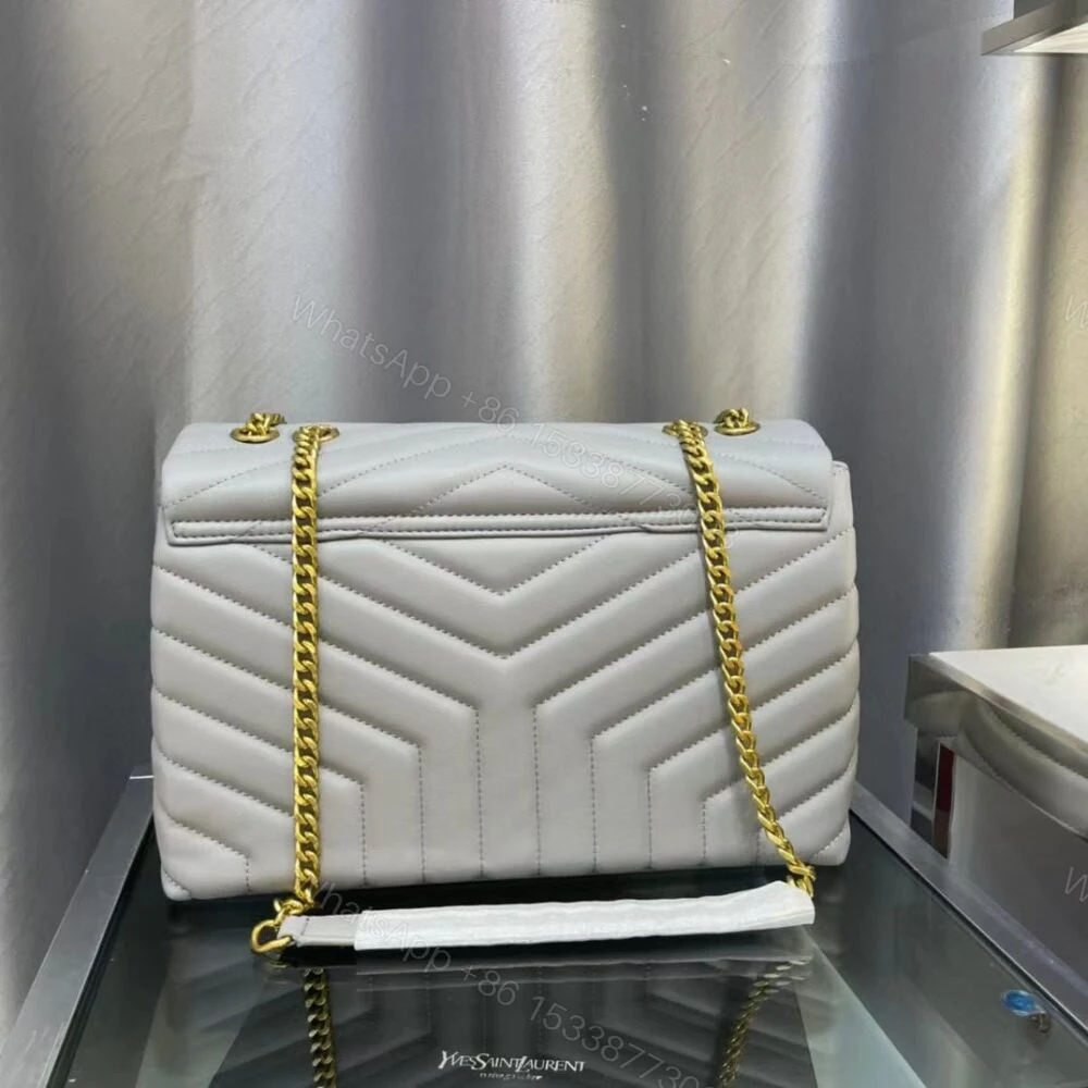 View 3 of Saint Laurent Loulou Chain Bag In Matelasse Y Gray 32Cm