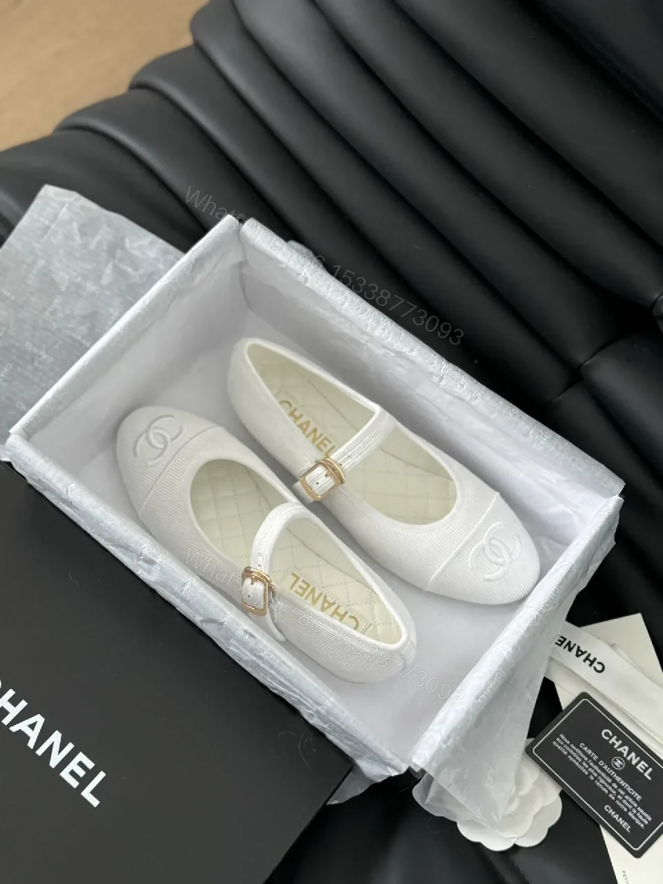 View 3 of Textured Mary Jane Flats - Premium, Everyday Luxe, White
