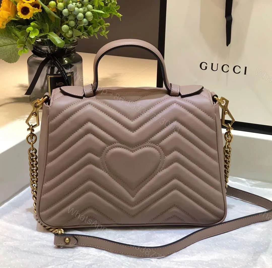 View 7 of Gucci Marmont Top Handle Like Auth Women’s Handbag with Gold Buckle 27cm