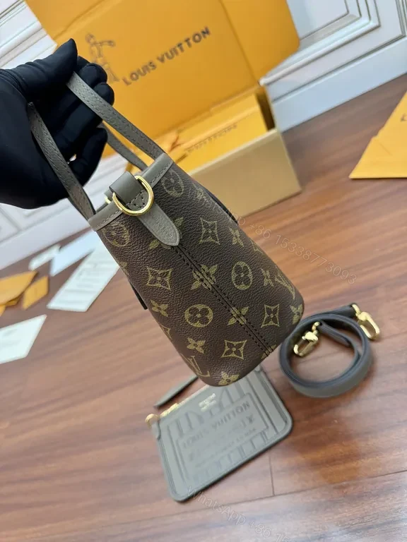 View 6 of Monogram Mini Tote: Luxe LV-Inspired, Gold Accents, Crossbody Ready