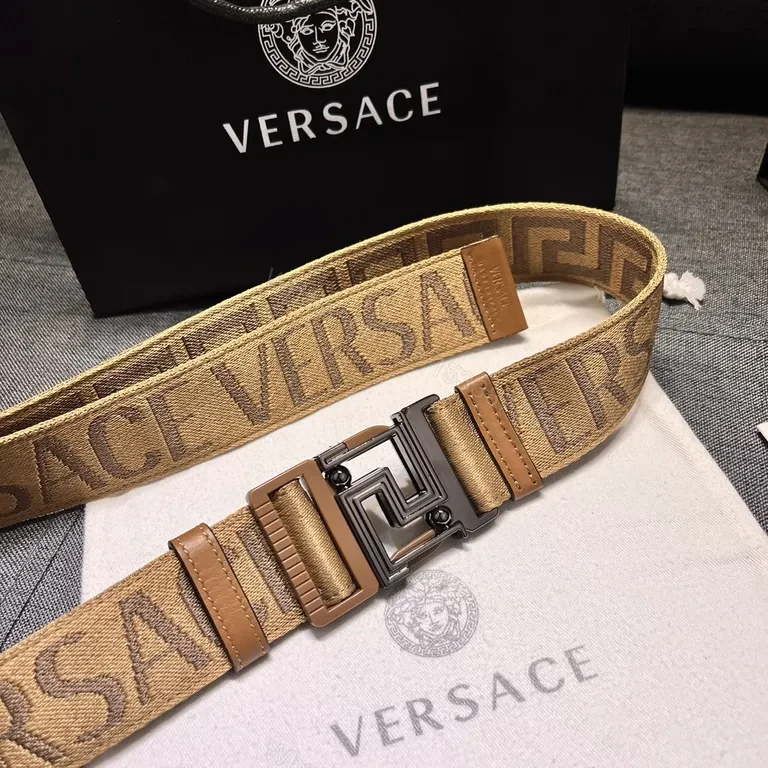 View 5 of Textured Logo Tape Belt: Premium Camel Strap with Modern Buckle