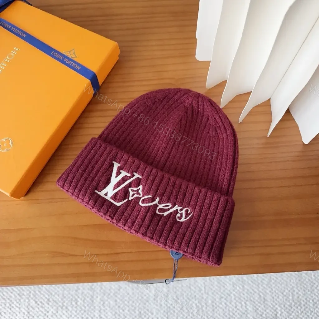 View 8 of Maroon Knit Beanie – Embroidered Designer-Inspired Style