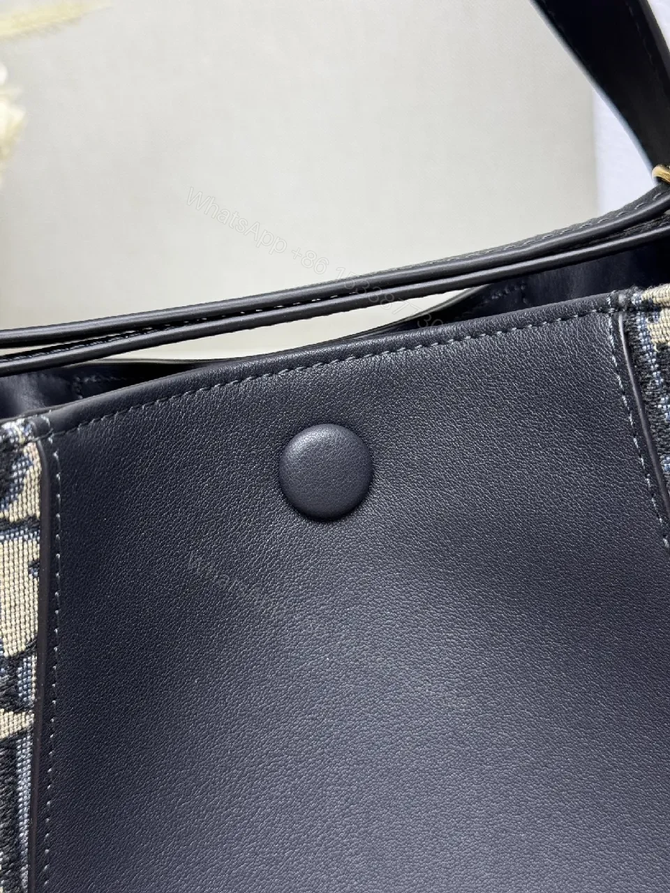 View 6 of Structured Black Leather Monogram Mini Bag with Gold Hardware