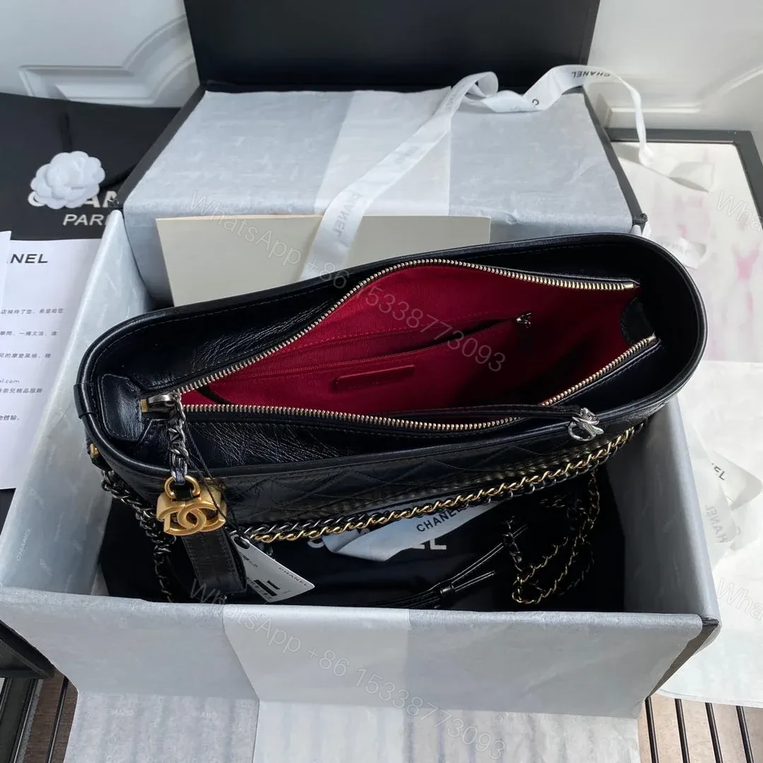View 3 of CHANEL GABRIELLE MEDIUM 28 HOBO BAG IN BLACK CALFSKIN
