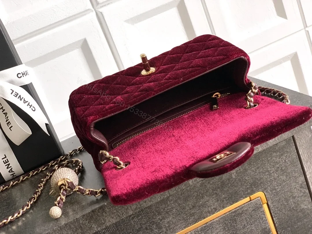 View 5 of Velvet Burgundy Bag: Rich Chain, Gold Hardware, Luxe Everyday