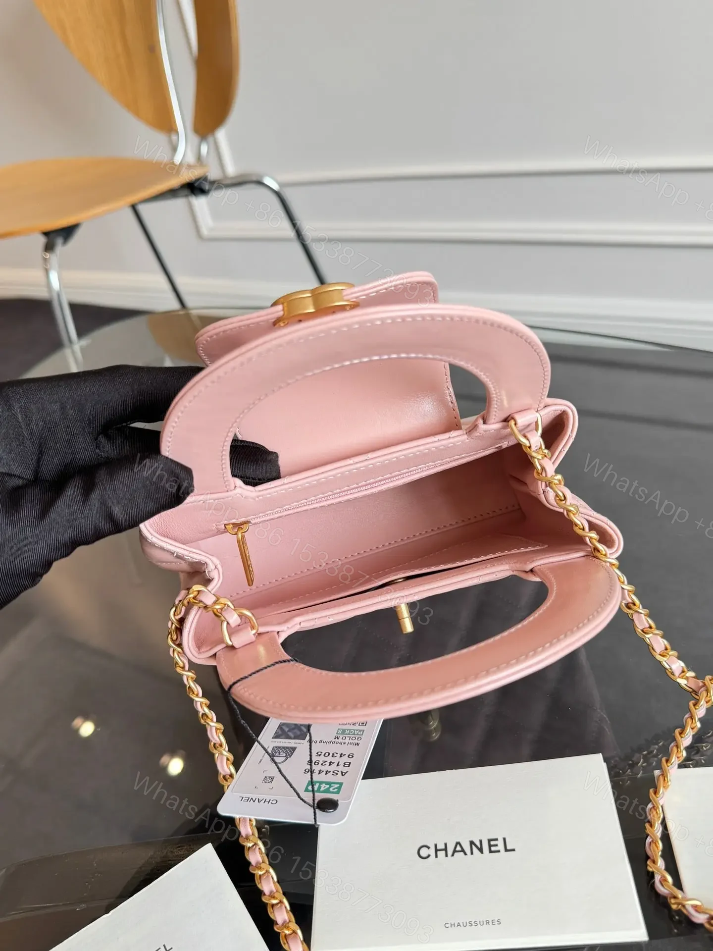 View 8 of CHANEL KELLY BAG 19 IN LIGHT PINK CALFSKIN GOLD HARDWARE