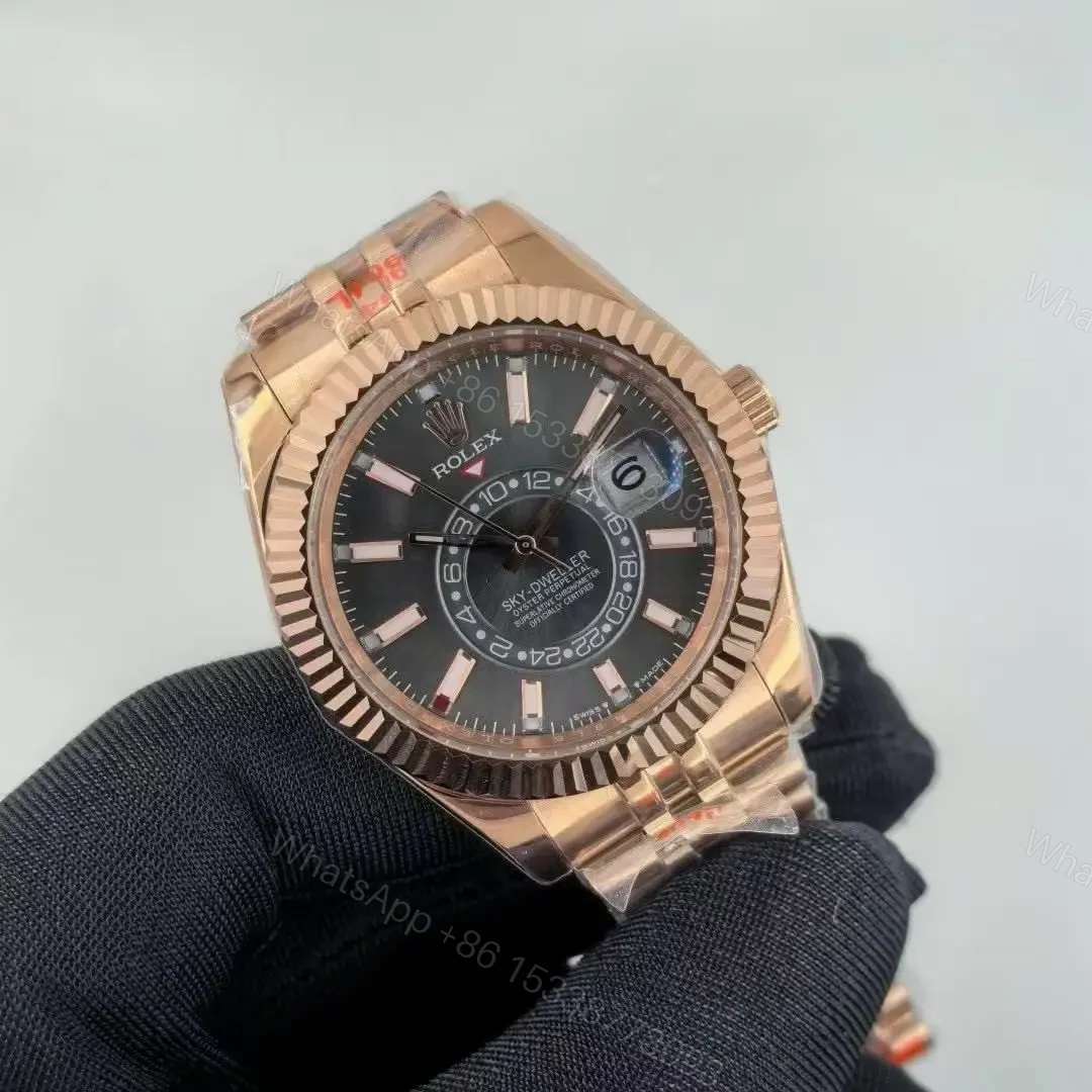 View 4 of Rolex Sky-Dweller Rhodium Dial Rose Gold Replica 2024 – Jubilee Bracelet