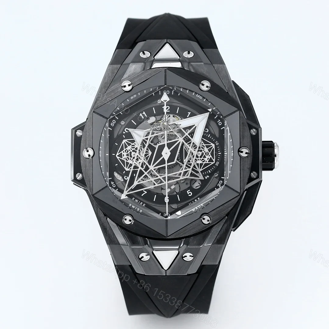 Hublot Big Bang Sang Bleu Replica 45MM Premium Black Ceramic Rubber Strap Edition RG-HUBLOT-SANGBLEU-BLACK-45 — view 1
