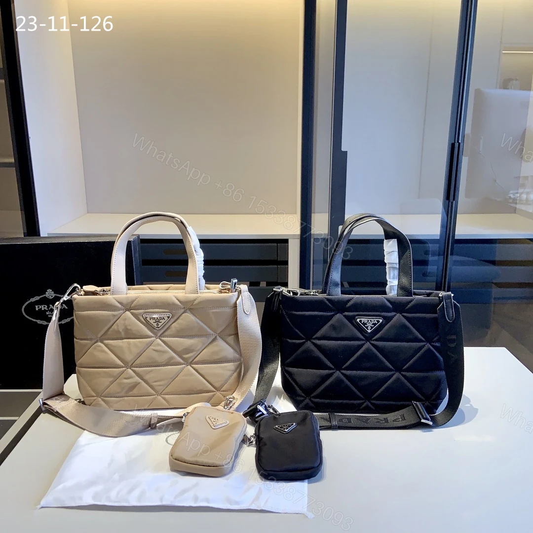 View 3 of PRADA RE NYLON PADDED TOTE BAG BLACK 23CM 1BG373 RDJN F0002 O1O