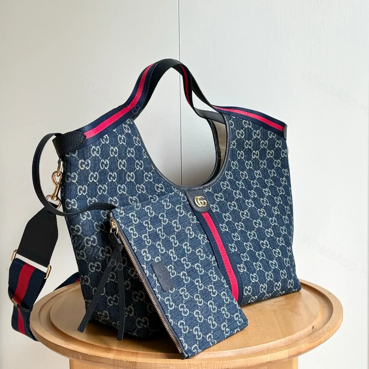 View 2 of Gucci Giglio Tote Blue Top quality 1:1 Replica