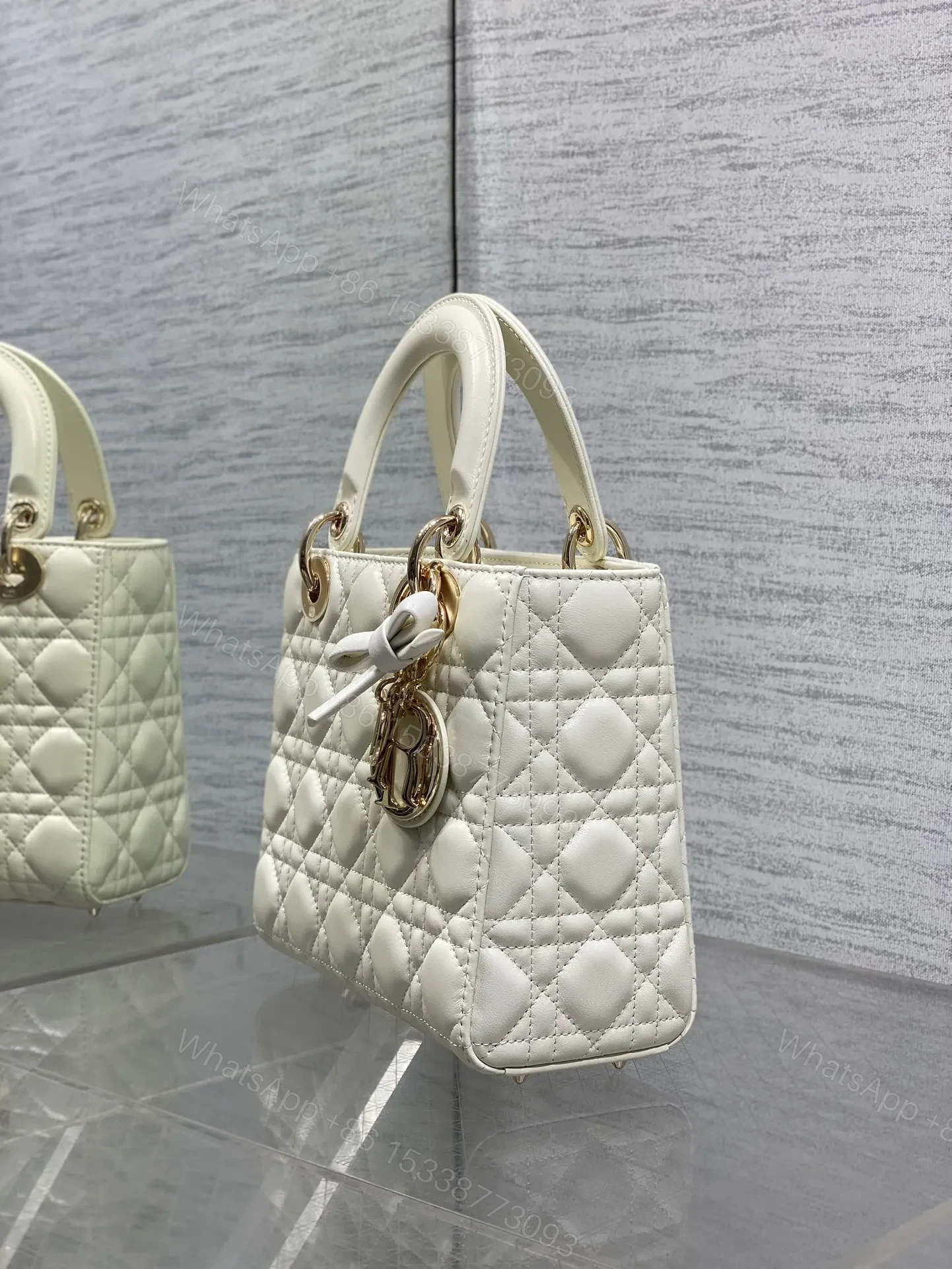 View 4 of DIOR LADY SMALL WHITE GOLD HARDWARE