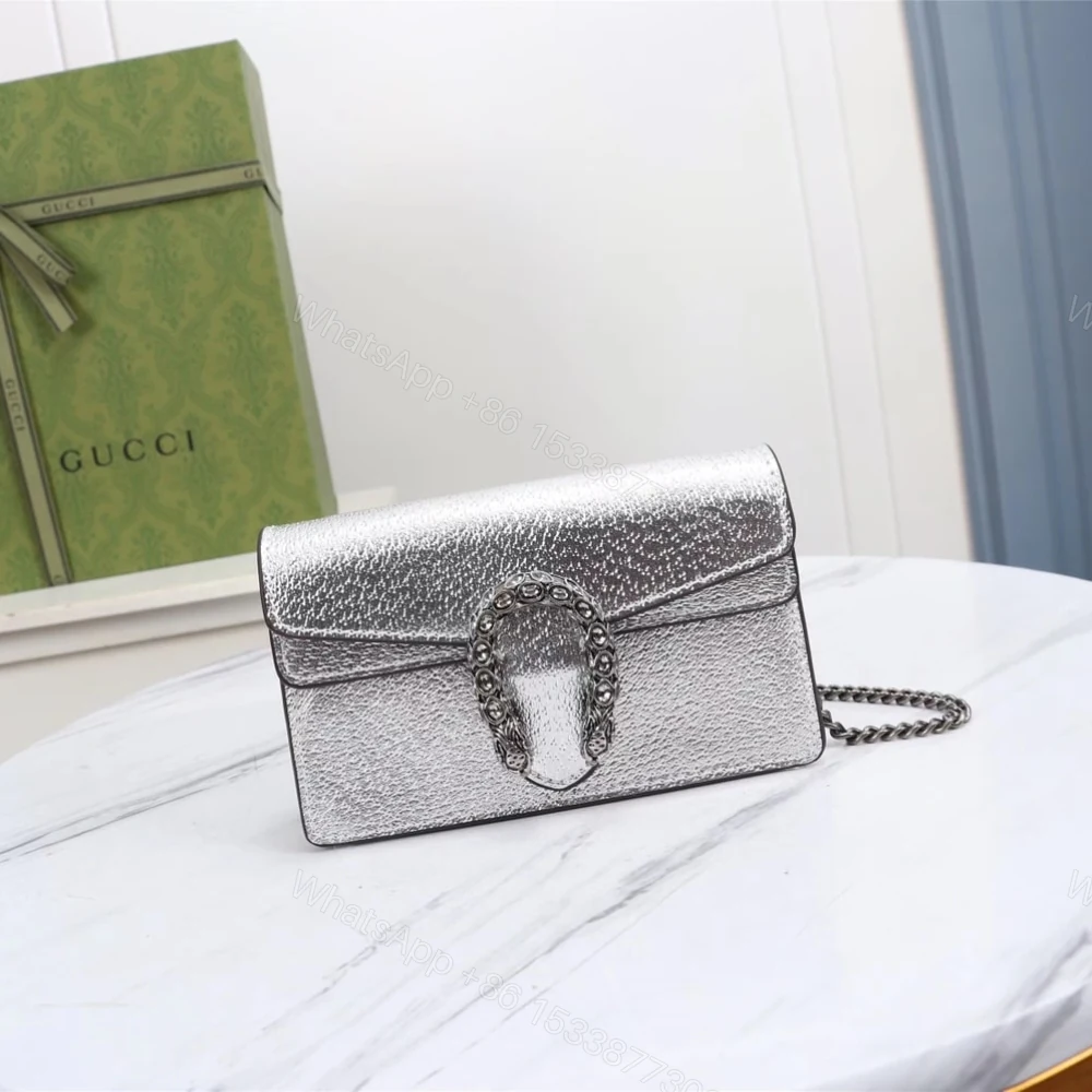 View 2 of Gucci Women Dionysus Super Mini Crossbody Bag Silver 16Cm 476432 1TRBN 8173
