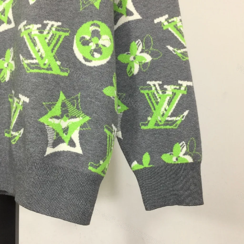 View 6 of Neon LV-Inspired Knit: Bold Graphics, Everyday Luxury Knitwear