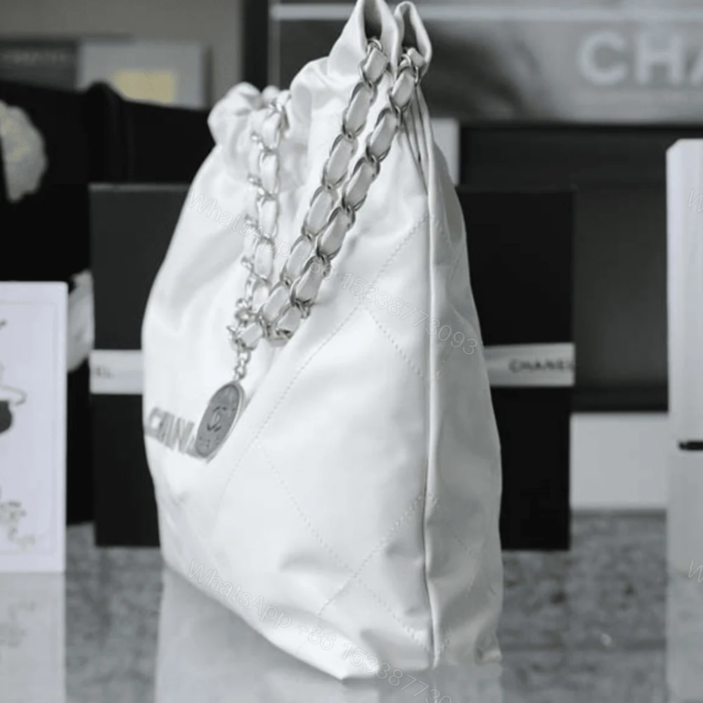 View 3 of Chanel 22 Handbag White With Silver 42Cm AS3261