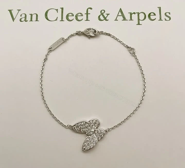 View 2 of Van Cleef Arpels Replica Two Butterfly Pendant Necklace in White Gold