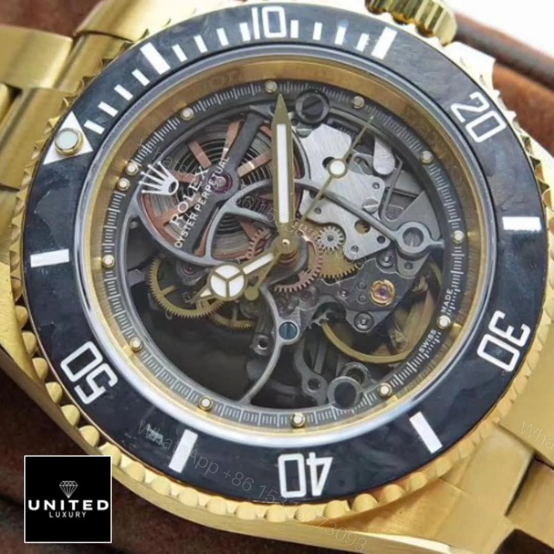 View 9 of Rolex Oyster Skeleton Gold 114200 Replica