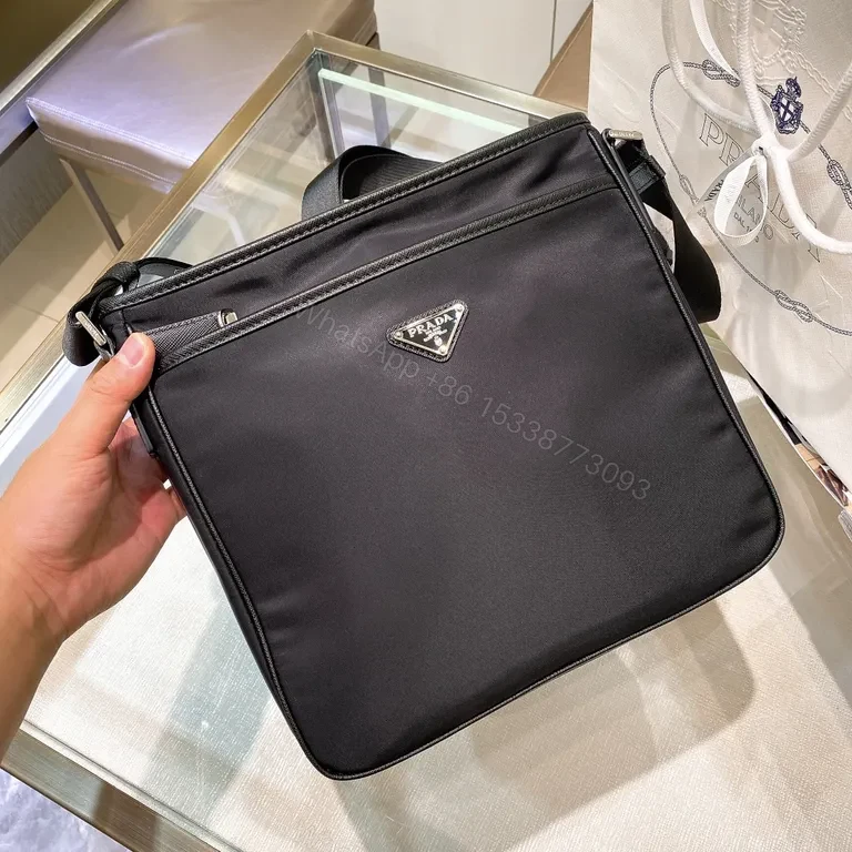 Premium Black Crossbody Messenger with Prada Subtle Signature — view 1