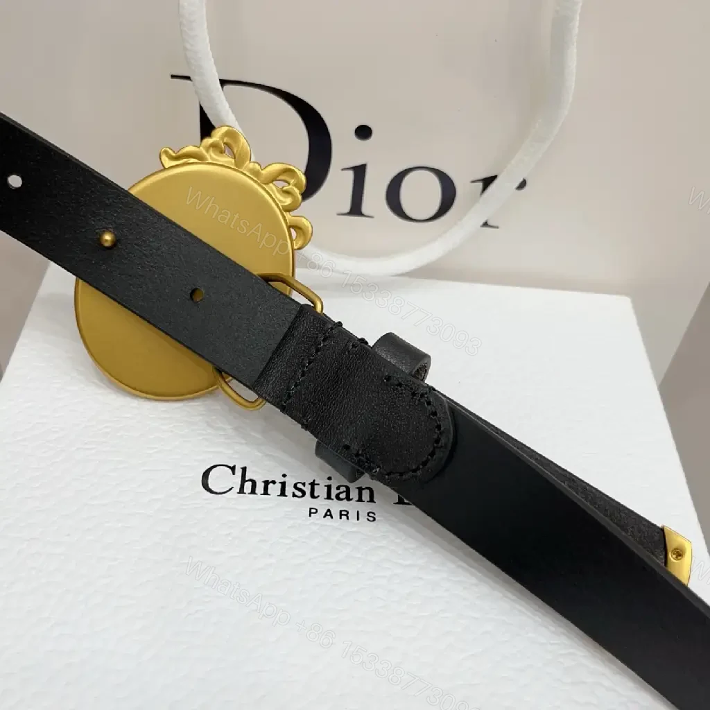 View 7 of Black Belt Vintage-Style with Ornate Gold Oval Buckle (Dior)