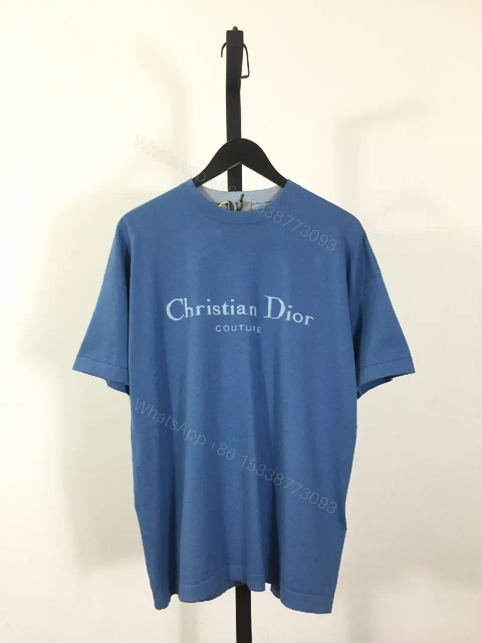 Blue Cotton Blend Oversized Tee — Subtle Dior Logo, Luxe Streetwear — view 1