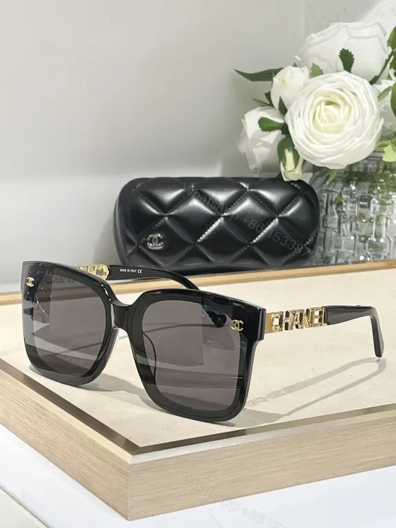 View 3 of White Acetate Oversized Sunglasses - CHANEL-Inspired Luxury Comfort