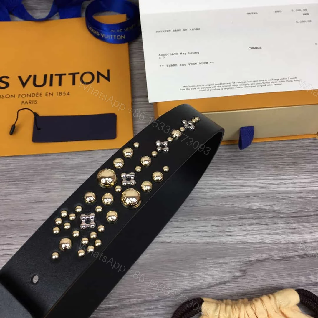 View 5 of LOUIS VUITTON CALF LEATHER LV ICONIC 35MM BELT – B122