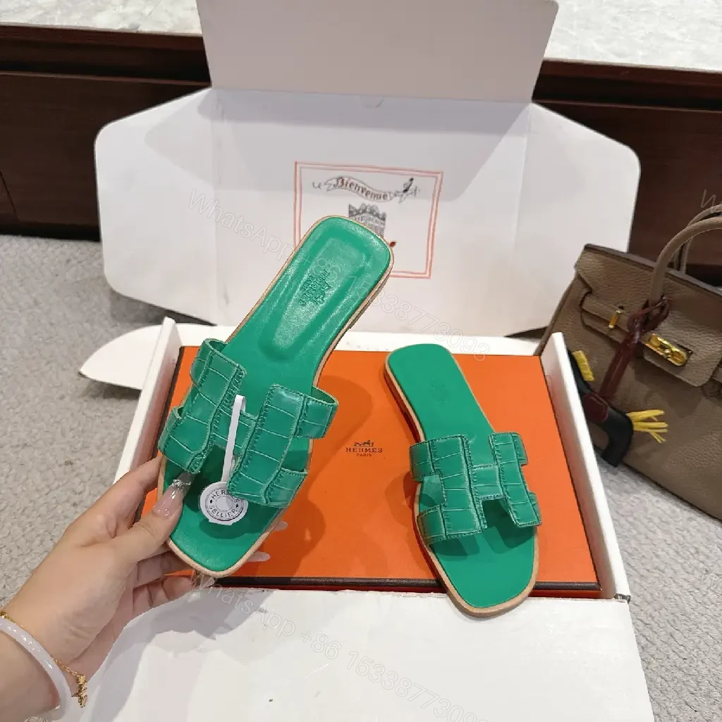 View 6 of Vivid Green Leather Slide: Luxe Comfort, Everyday Chic
