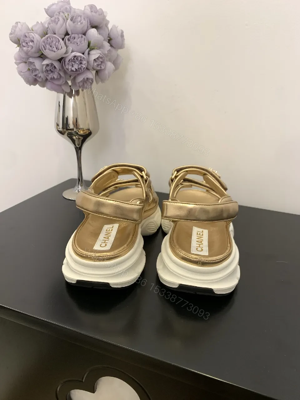 View 6 of Gold Metallic Slip-On Sneakers with Chunky Sole, Luxe Comfort