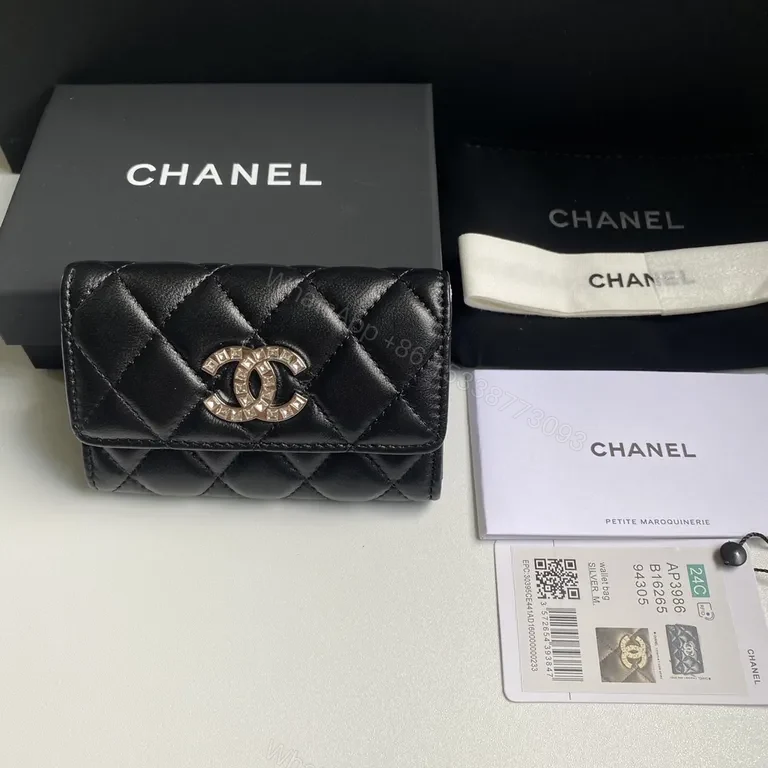 View 3 of Chanel-Inspired Quilted Cardholder Wallet: Compact Luxury