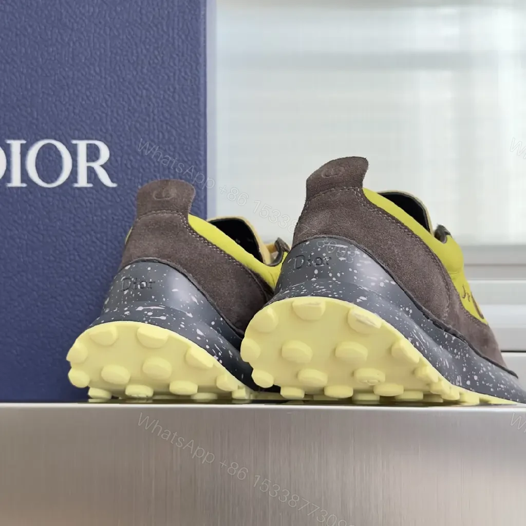View 6 of Yellow-Gray Suede Trail Runner w/ Neon Laces (Dior-inspired)